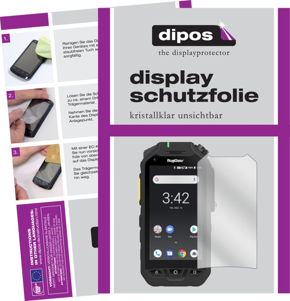 1x Schutzfolie für Ruggear RG725 klar Displayschutzfolie Folie Display Schutz dipos