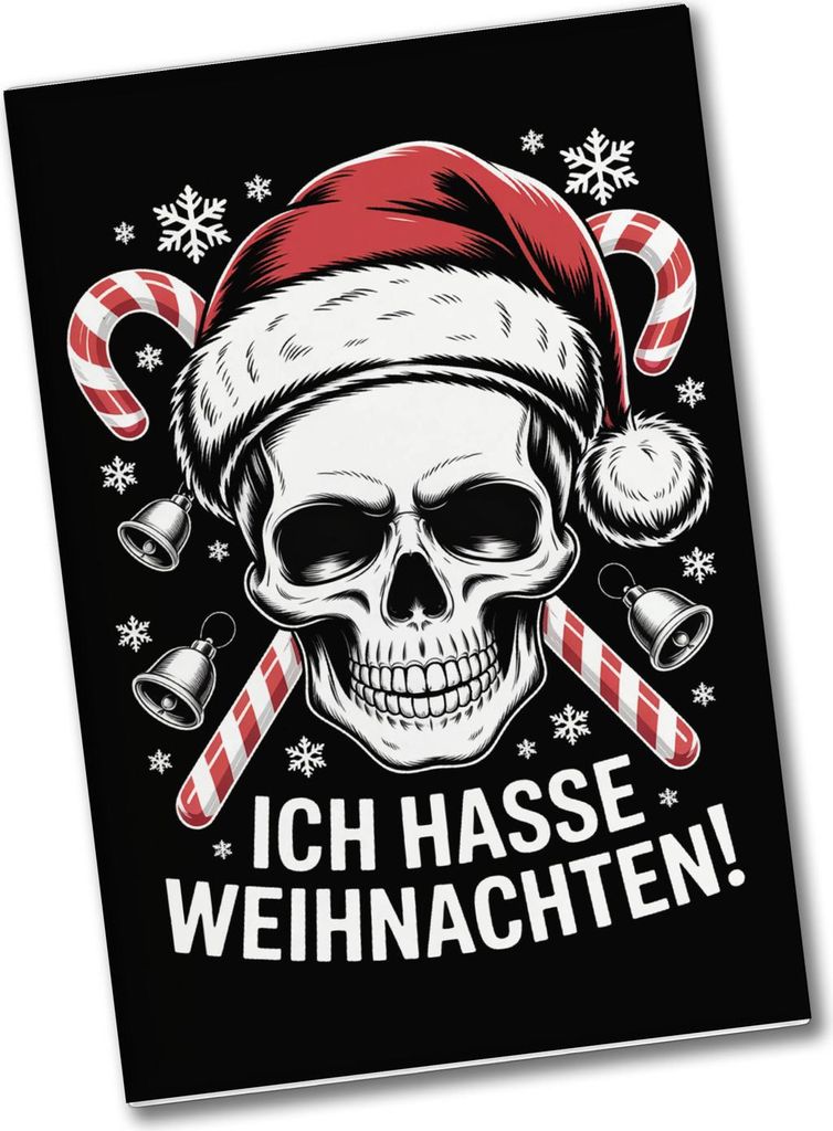 Totenkopf Weihnachtsmann Souvenir Magnet - Ich hasse Weihnachten