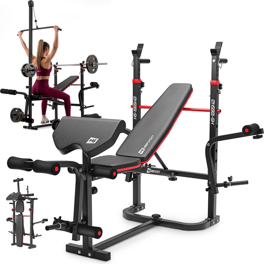 Hop-Sport Hantelbank HS-1065 mit Latzug, Langhantelablage, Produktbild 