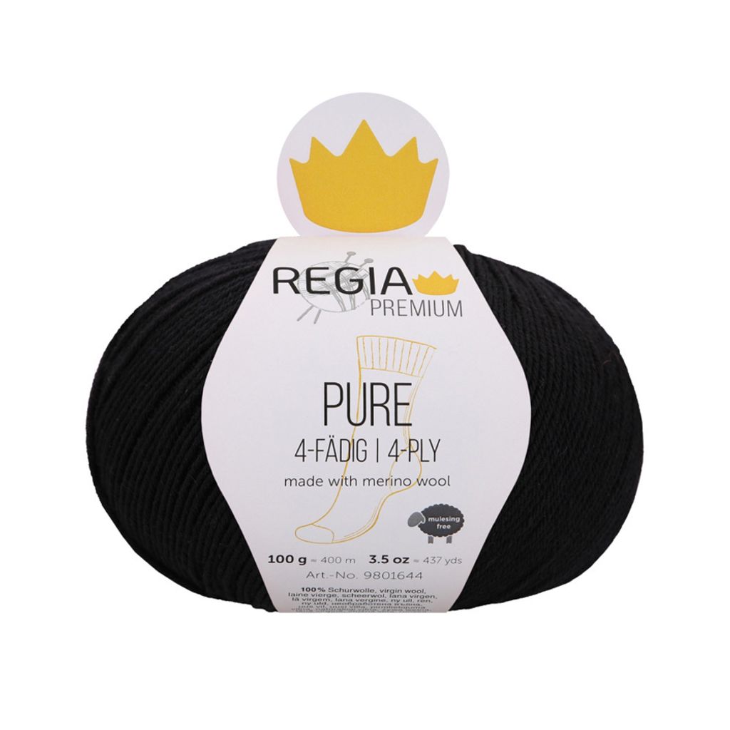 Regia Premium Pure 00099 Black Strickgarn Produktbild 