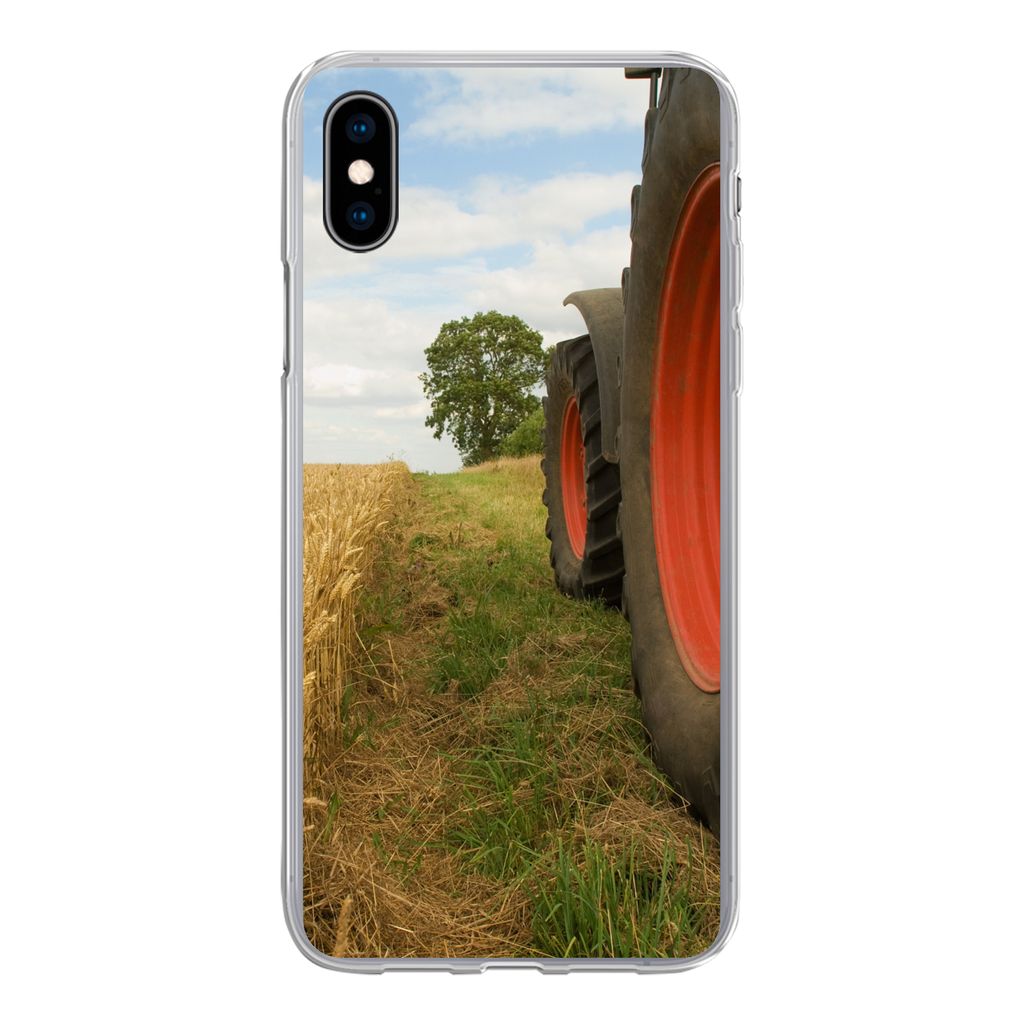 MuchoWow Handyhülle Schutzhülle Hülle für iPhone Xs Traktor - Räder - Weizen Silikon Softcase Handy Hülle - Handytasche