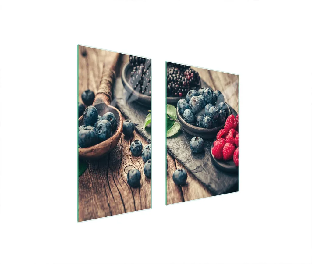 Offerta Copri Fornelli 75x52 in Vetro Temperato - Mirtilli e Legno