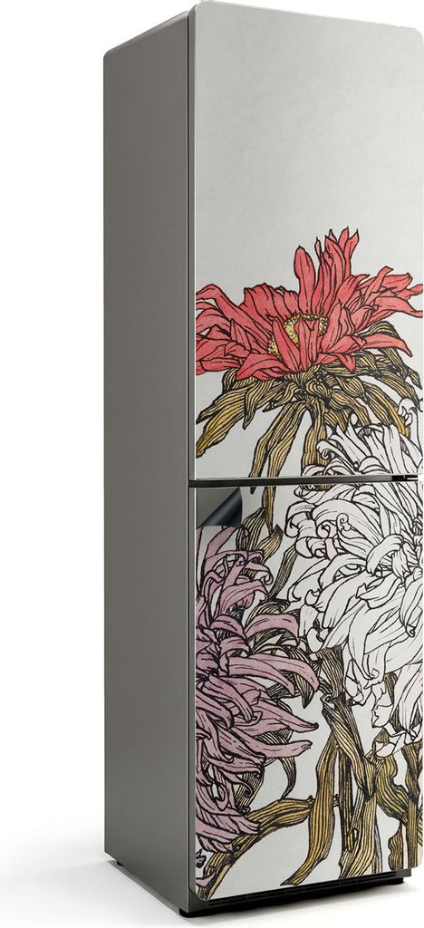 Blumenmuster mit Details – Magnetische Kühlschrank Abdeckung – Dekorfolie magnetisch Küche – Kühlschrank Magnet Deko – selbstklebende Ma...
