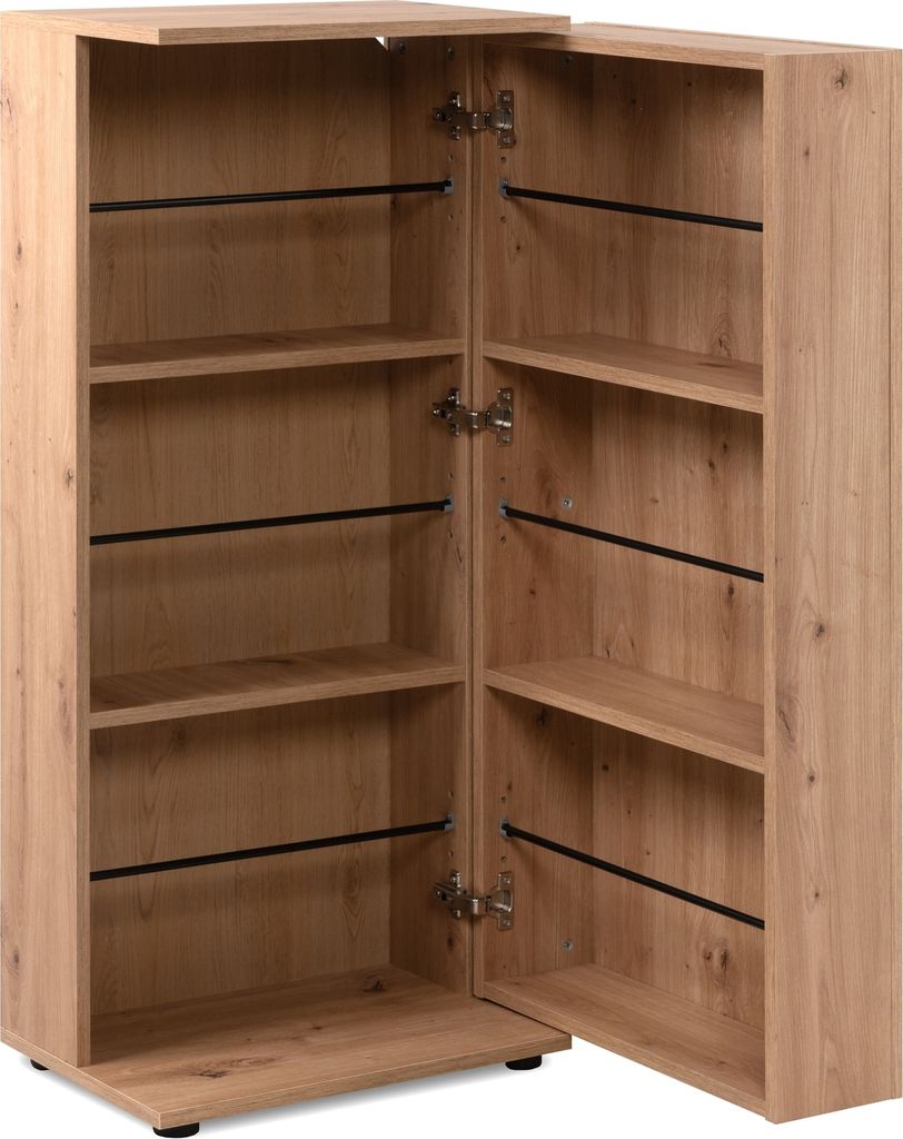 Schuhschrank >Satos< in Nachbildung Artisan Oak - 50x105x34cm (BxHxT)