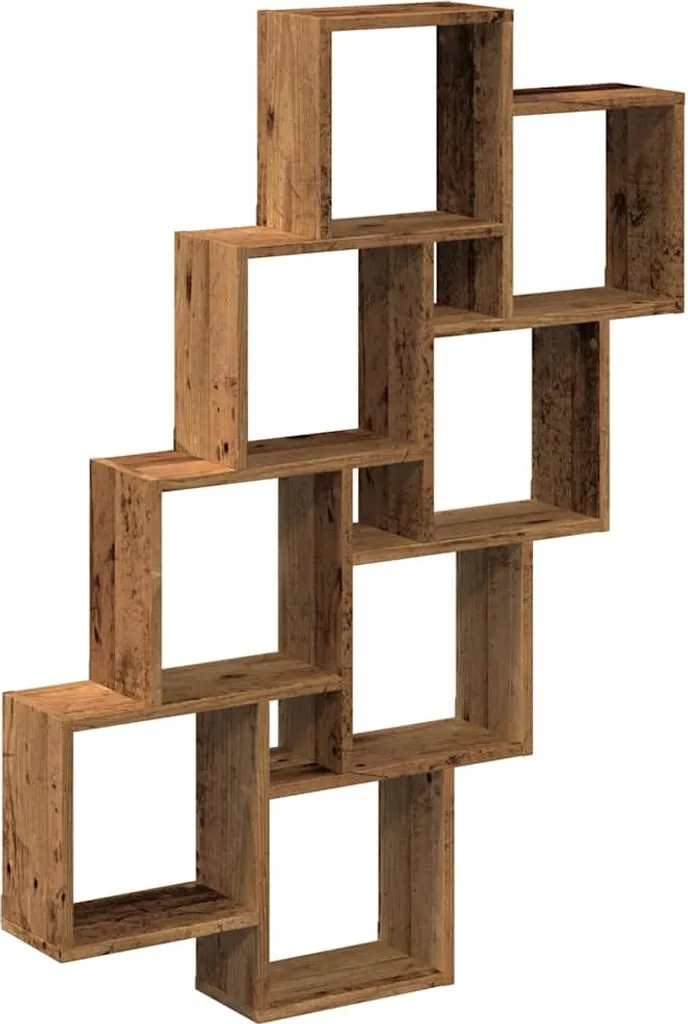 Scaffale Cubo Industrial Legno Recupero 90x15 cm - Mobile Verticale