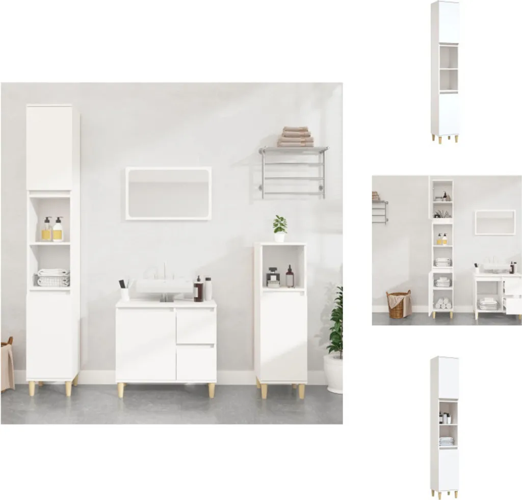 Armoire de salle de bain blanc 30x30x190 cm en bois composite robuste
