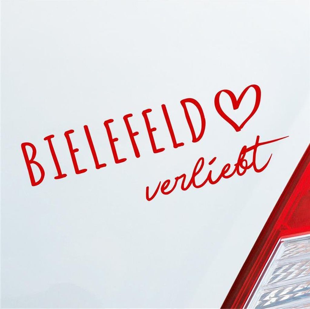 Auto Aufkleber Bielefeld verliebt Herz Stadt Heimat Liebe Car 19x7 cm Rot Sticker Heckscheibenaufkleber