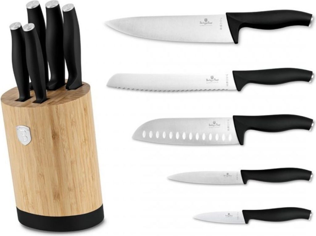 Berlinger Haus Messer Set BH-2753 Matt Schwarz in Bambusblock