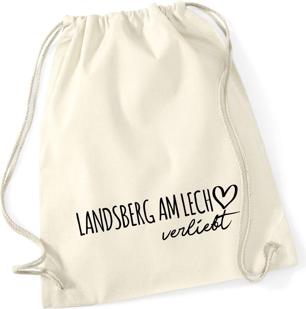 Huuraa Turnbeutel Landsberg am Lech verliebt 12 Liter Natural Baumwolle Rucksack Geschenkidee