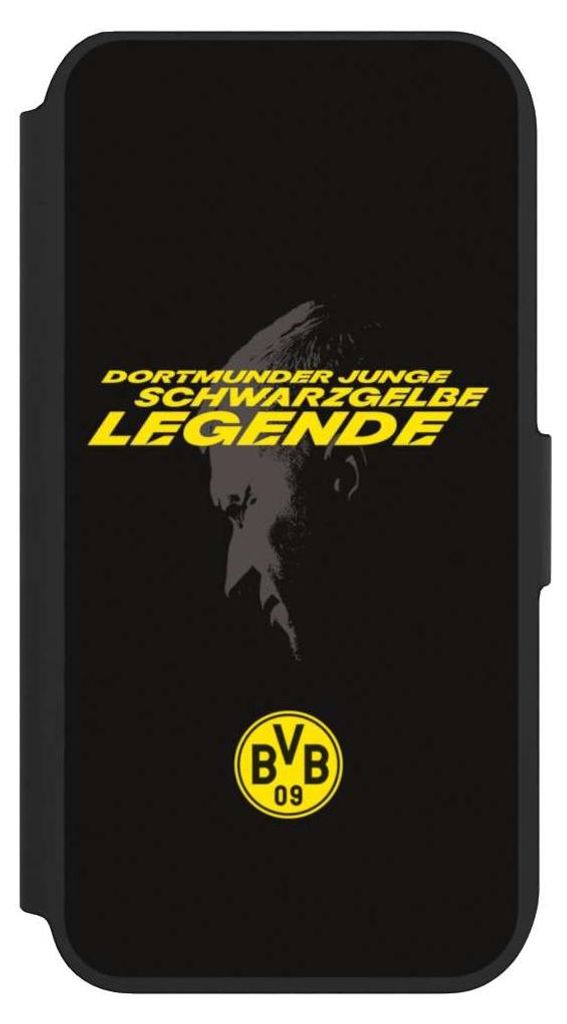 NIVOCASE Klapphülle für Apple iPhone SE (2022) Handyhülle aus Kunst Leder NIVOflip schwarz BVB Borussia Dortmund Marco Reus
