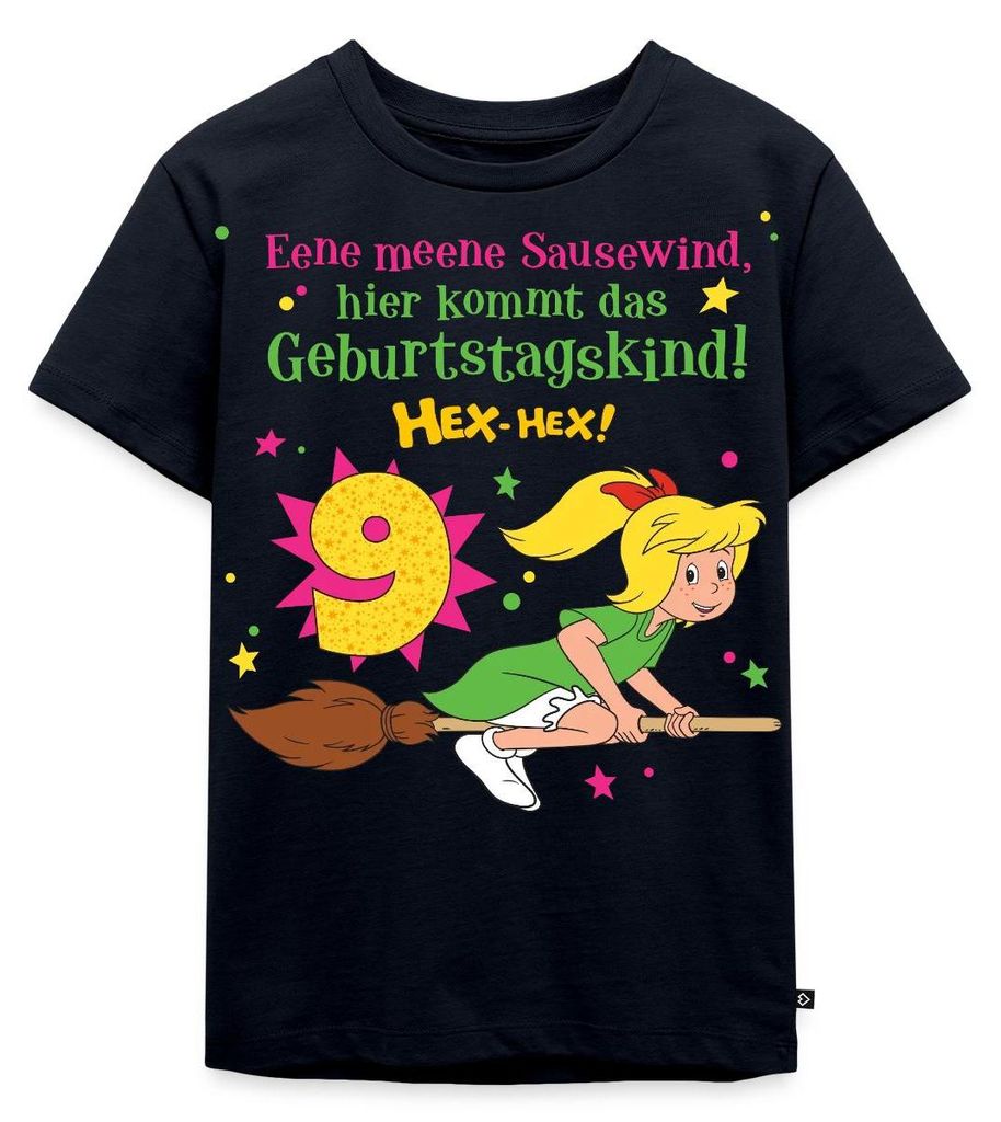 Spreadshirt Bibi Blocksberg Geburtstagsdesign 9 Jahre Kinder Premium T-Shirt, 134/140 (8 Jahre), Navy