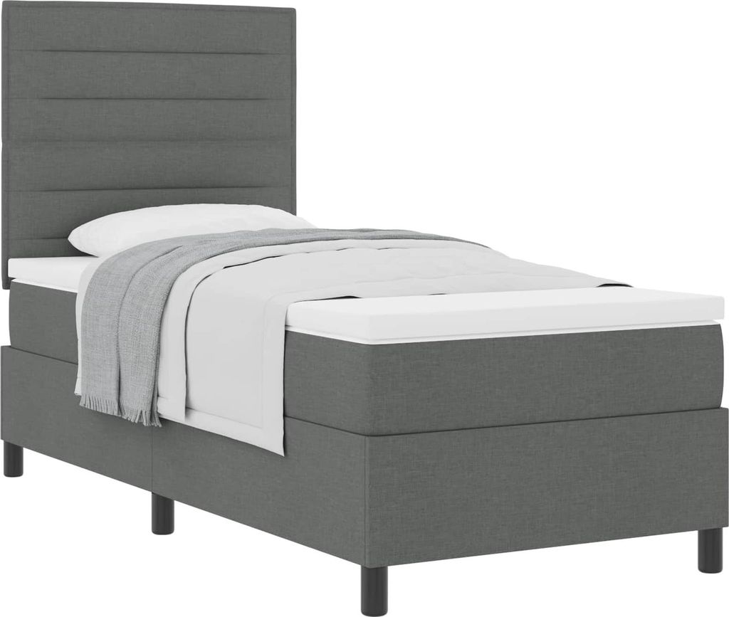 vidaXL Boxspringbett mit Matratze Dunkelgrau 80 x 200 cm Stoff