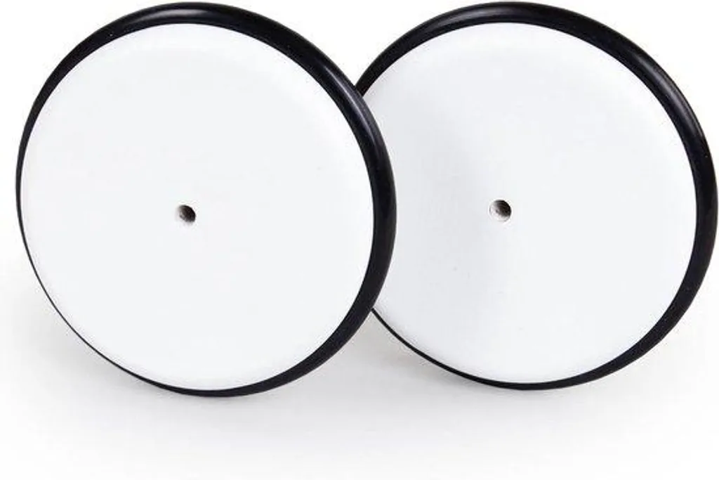 Roulettes en cuir laqué blanc et caoutchouc - Lot de 4 pivots M10