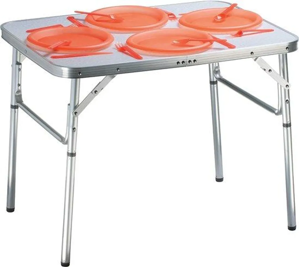 Plateau de camping pliable argenté 75x55 cm en aluminium léger