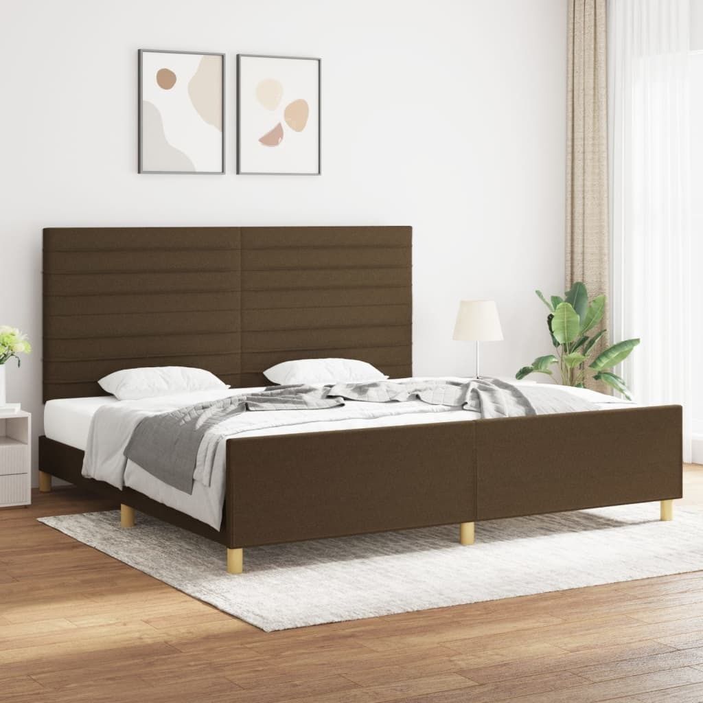 Cloris Designermöbel Bettgestell mit Kopfteil Dunkelbraun 200x200 cm Stoff 2024 Neu