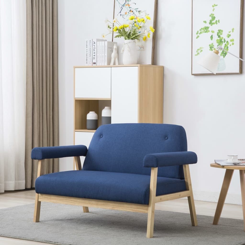 Design 2-Sitzer-Sofa Stoff Blau, Schlafsofas 2024 Neu Produktbild 