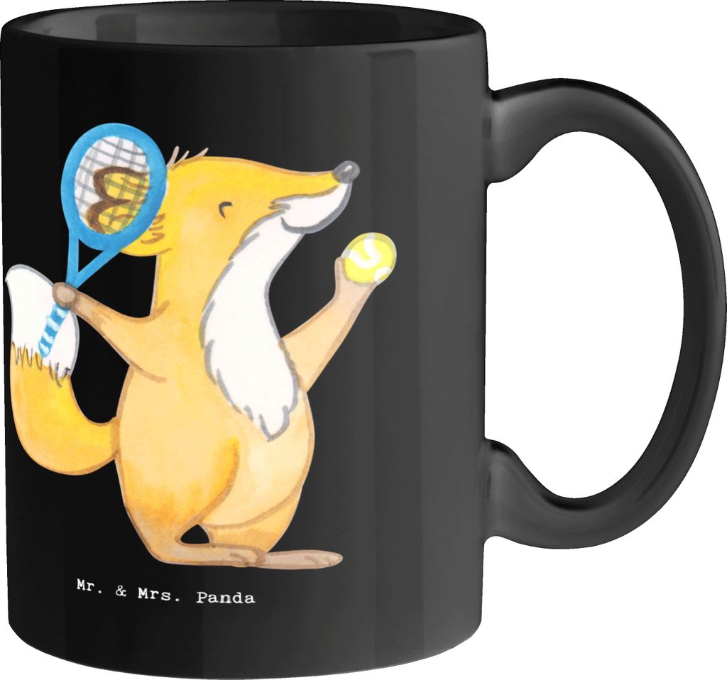 Mr. & Mrs. Panda Tasse Tennis Netz - Schwarz - Geschenk, Keramiktasse, Sportart, spielen, Kaffeebecher, Trinkbecher, Sportler Geschenke, Punkt, Sch...