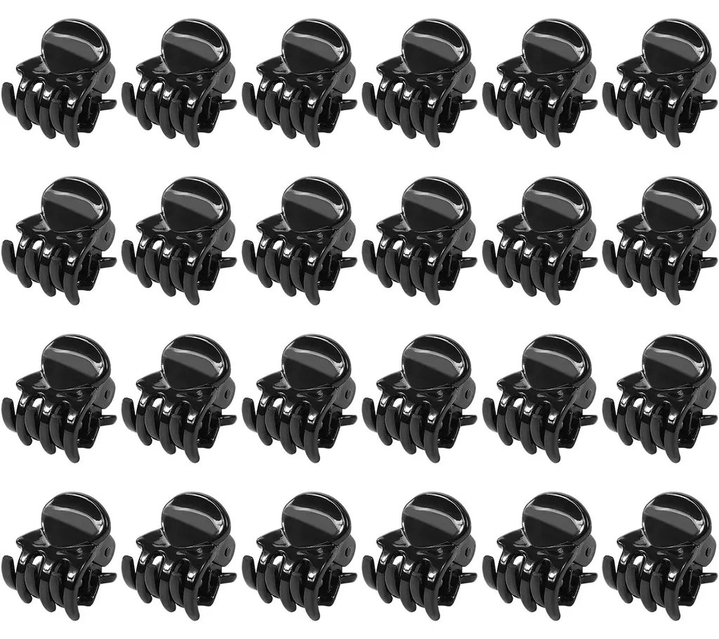 Petites pinces crabe noires pour filles et femmes, lot de 24 barrettes