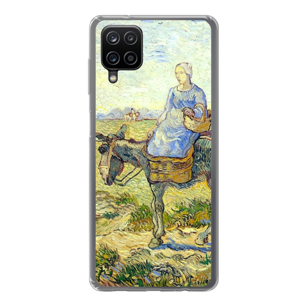 MuchoWow Handyhülle Schutzhülle Hülle für Samsung Galaxy A12 Bauernpaar geht zur Arbeit - Vincent van Gogh Silikon Softcase Handy Hülle - Bild