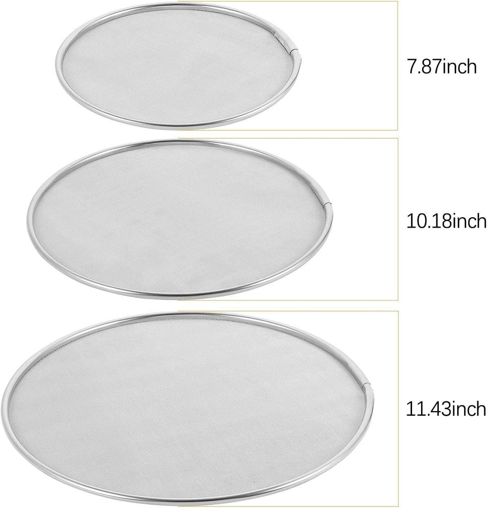 Spritzschutz 3 Stück, Edelstahl 304, Für Pfannen Und Töpfe Bis 29 Cm Durchmesser, Zum Reduzieren Von Ölspritzern Beim Braten