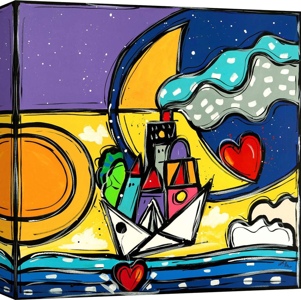 Mehrfarbige Leinwandbilder - Wallas - Gemeinsam segeln - 70 x 70 cm