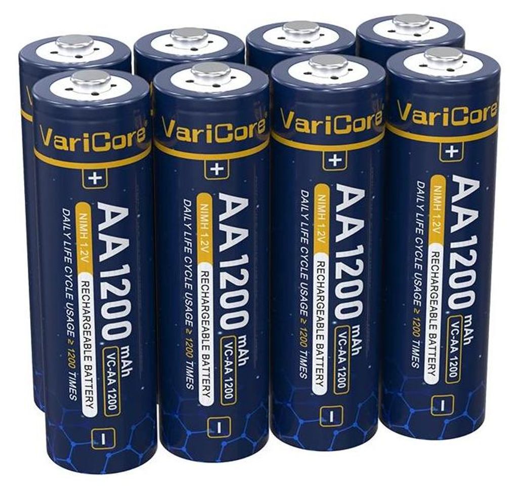 AA Akku Batterien - VC-AA1200 - Li-Ion 1200mAh wiederaufladbar - Für Taschenlampe Kamera Spielzeug Fernbedienung - 8er Pack