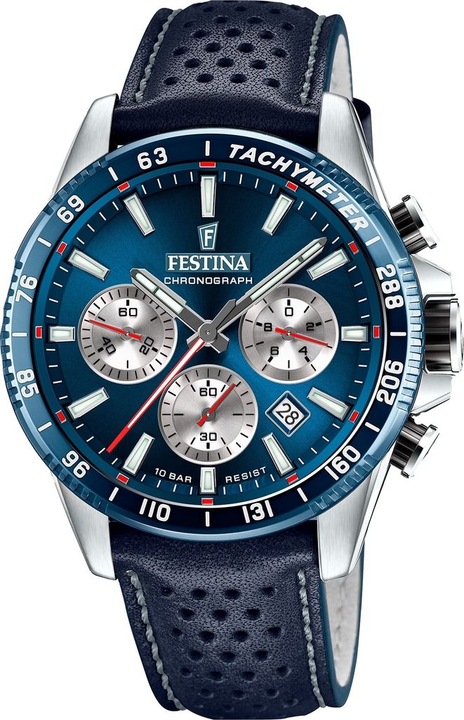 Festina Leder Herren Uhr Armbanduhr dunkelblau Elegant D2UF20561/2