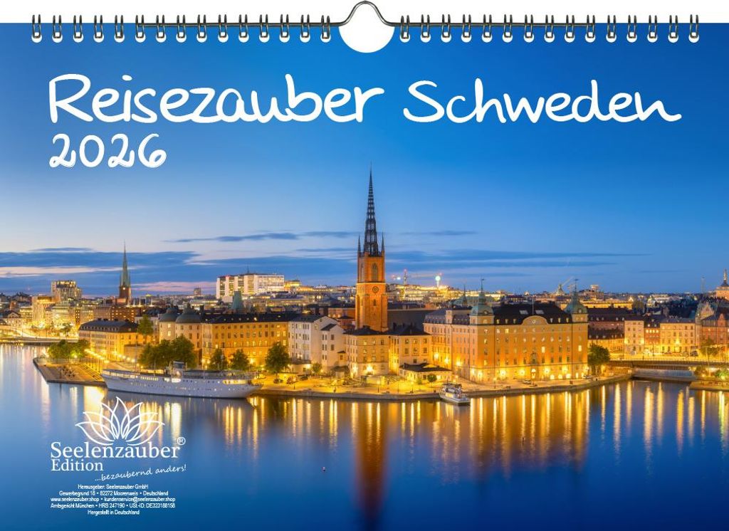 Reisezauber Schweden DIN A4 Kalender für 2026 Stockholm Stadt Reise