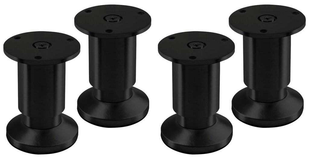SOTECH Möbelfuß Alpha 80 mm schwarz eloxiert – runder Schrankfuß, Aluminium (4 Stück)