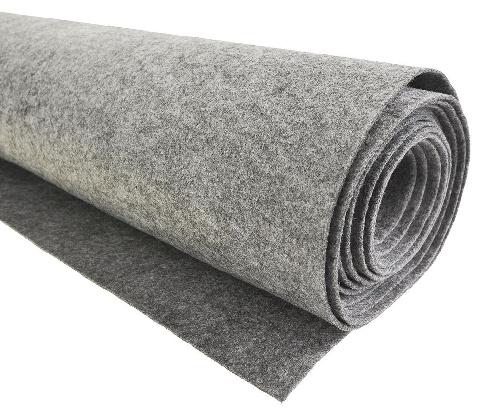 Bastelfilz 1m Meterware Filz 90cm x 3mm Dekofilz Taschenfilz Filzstoff grau meliert