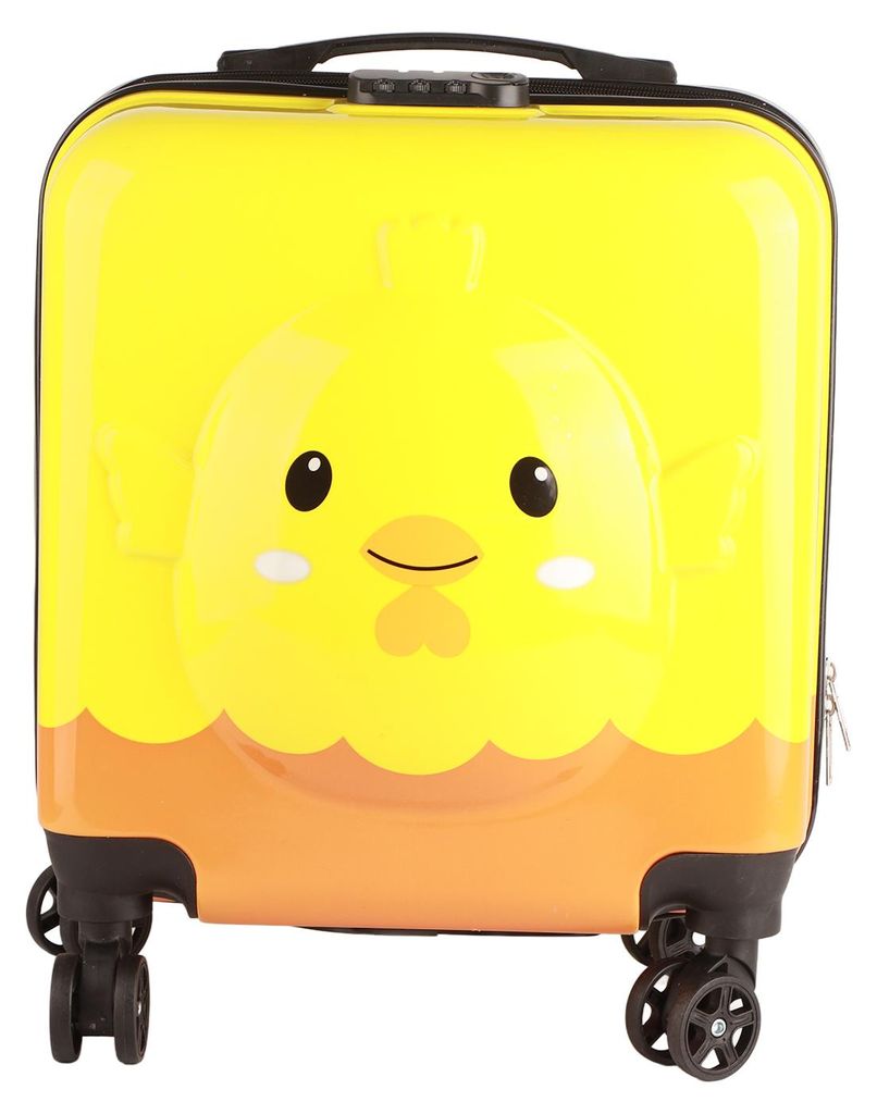 Kindergepäck, 360-Grad-Drehung, Unisex-Trolley, Kleinkind-Koffer mit Fach, Tasche für Reisen, gelbes Küken, 18 Zoll