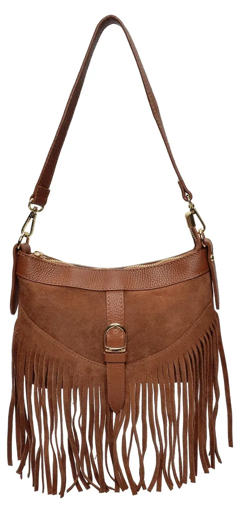 Sac en cuir véritable Cognac Anna Luchini AL 8194 avec finitions dorées