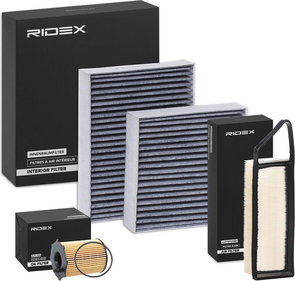 RIDEX Filterset Inspektionspaket Filtersatz für VW GOLF VI (5K1) passend für MERCEDES-BENZ VITO / MIXTO Kasten (W639) für RENAULT CLIO II für FIAT