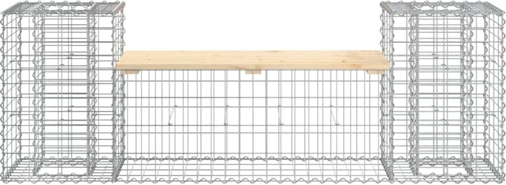 Cloris Designermöbel Gartenbank aus Gabionen 183x41x60,5cm Massivholz Kiefer - 2026Neu142330 - Gartenbänke