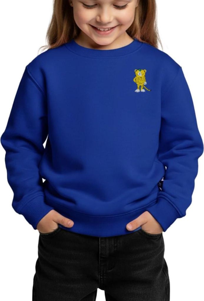 Spreadshirt Janosch Kleiner Tiger Stick Kinder/Teenager Premium Pullover, 98/104 (2 Jahre), Royalblau