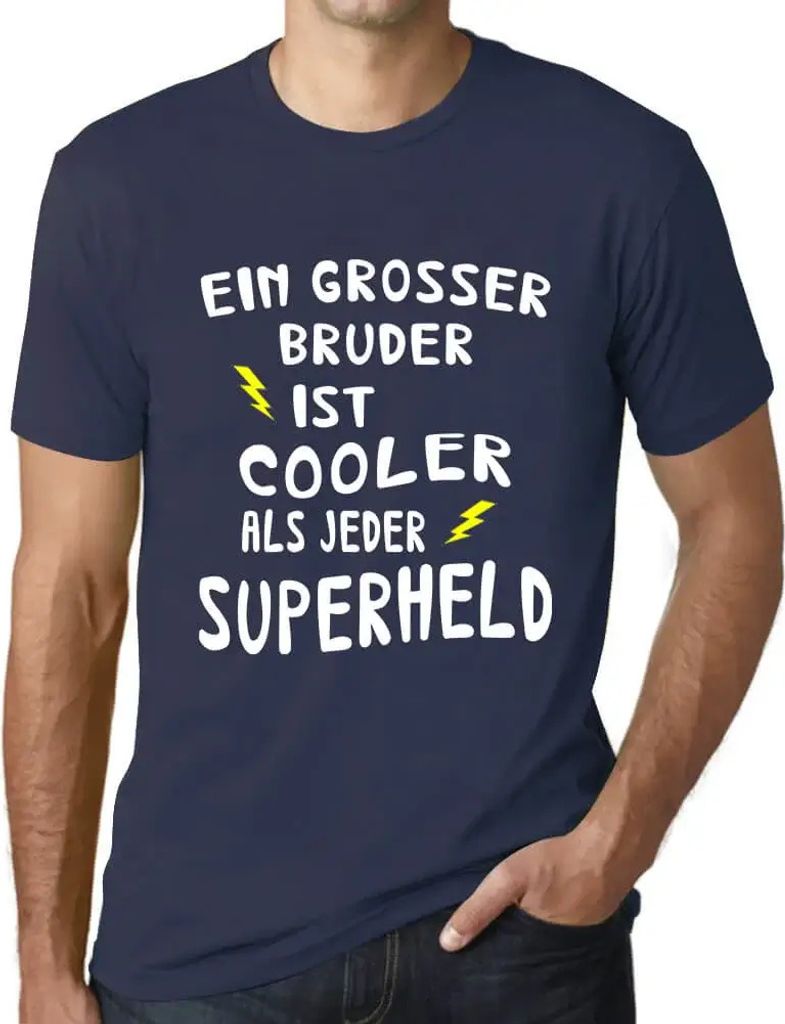 Herren Grafik T-Shirt Grosser Bruder Cooler Superheld Öko-Verantwortlich Vintage Jahrgang Kurzarm Lustige Druck Geburtstag Geschenk Mann
