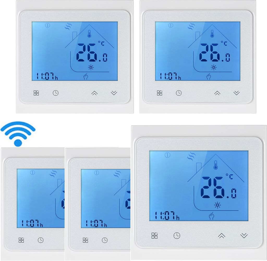 5X Smart WIFI Thermostat Digital LCD Raumthermostat für Elektroheizung Fußbodenheizung Temperaturregler Sprachsteuerungsfunktion Programmierbare ...