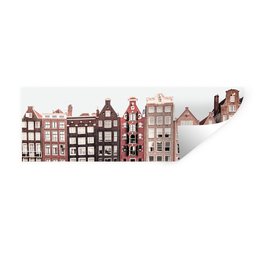 MuchoWow Wandtattoo Wandsticker Wandaufkleber Amsterdam - Architektur - Häuser - Straße 120x40 cm Selbstklebend und Repositionierbar - Repositi...