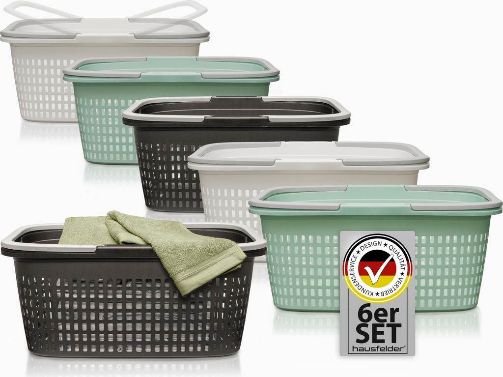 Wäschekörbe 6er Set Farbmix, 6 x Körbe 35 l Produktbild 
