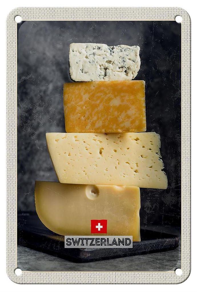 Blechschild Reise 12x18cm Schweiz Bern Käsesorte Emmentaler Schild