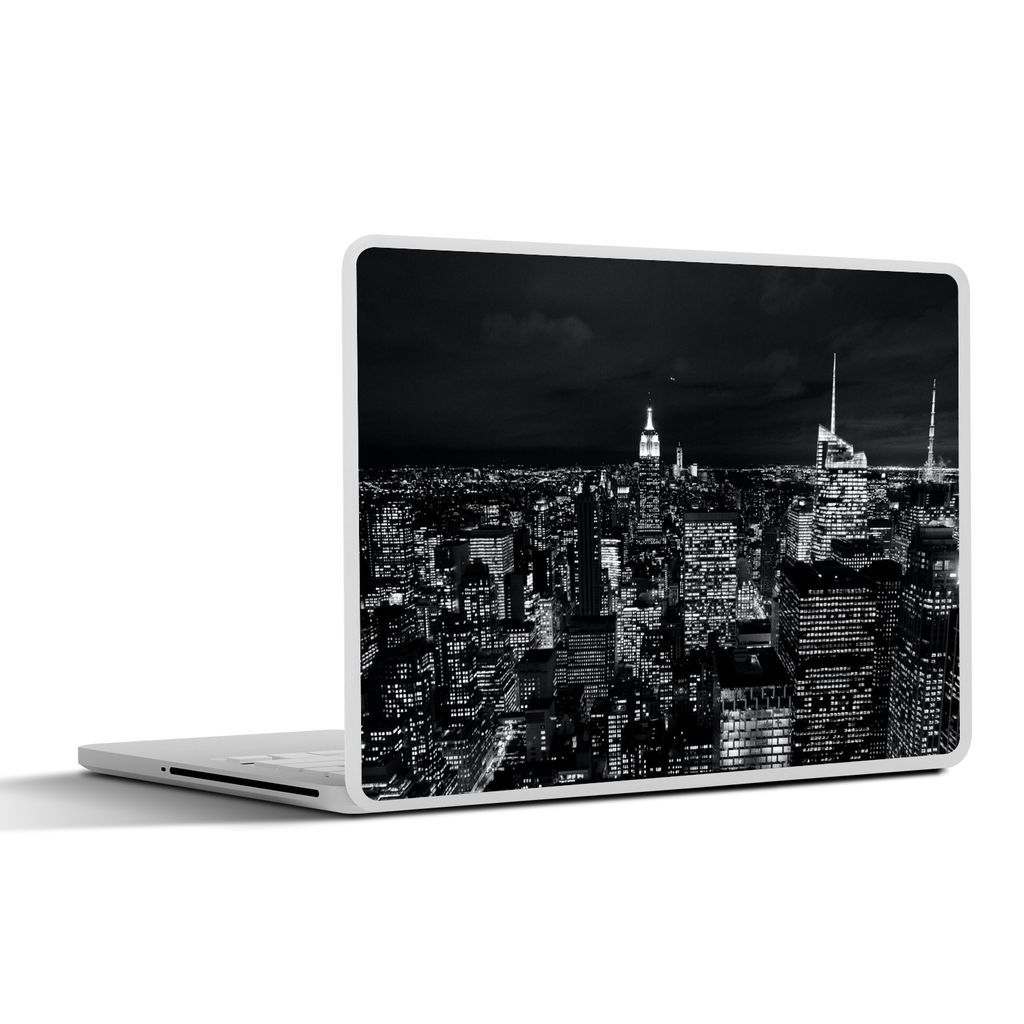 MuchoWow Laptop Aufkleber Sticker Cover Skyline - Schwarz - Weiß - New York - Amerika 31x22.5 cm - Laptop-Deko