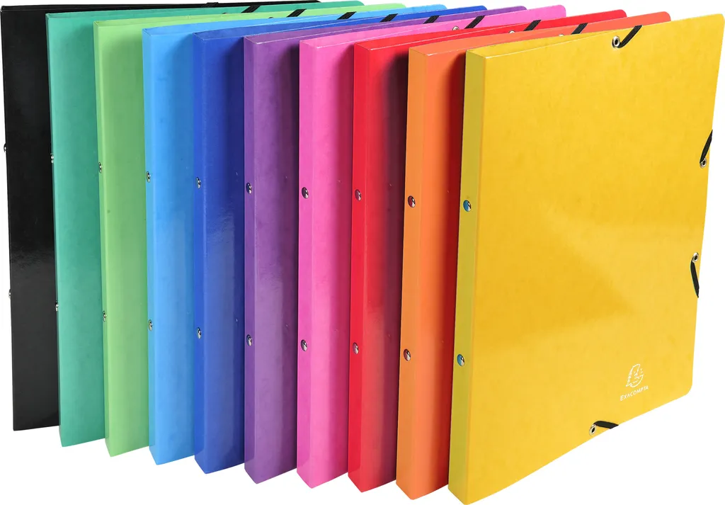 Classeur A4 à élastiques avec 4 anneaux 15mm Couleurs Assorties x20