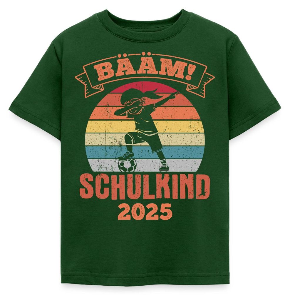 Spreadshirt Bääm! Schulkind 2025 Einschulung Dab Kinder T-Shirt, 98/104 (3-4 Jahre), Forstgrün