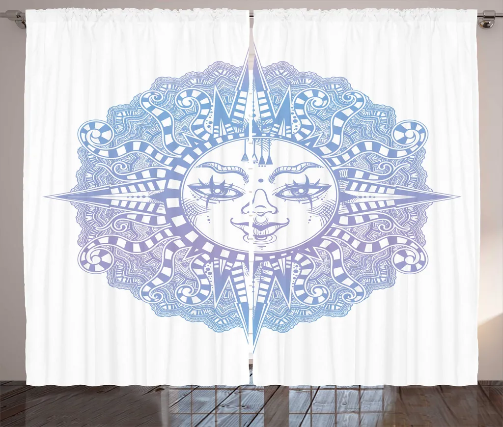 Paire de Rideaux de Salon Universels Design Ethnique Bleu 280 x 225 cm