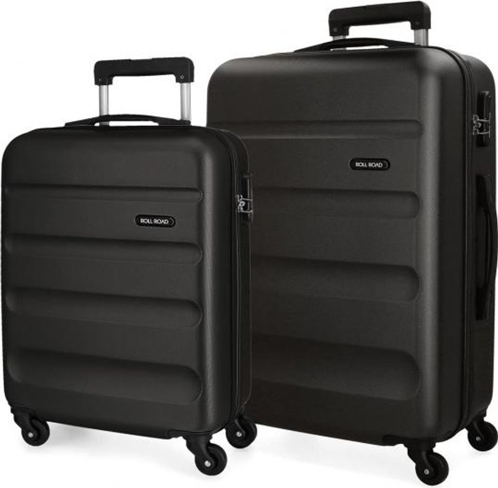 ROLL ROAD Flex Schwarz, ABS Reisekofferset, 55-65cm, 5849560