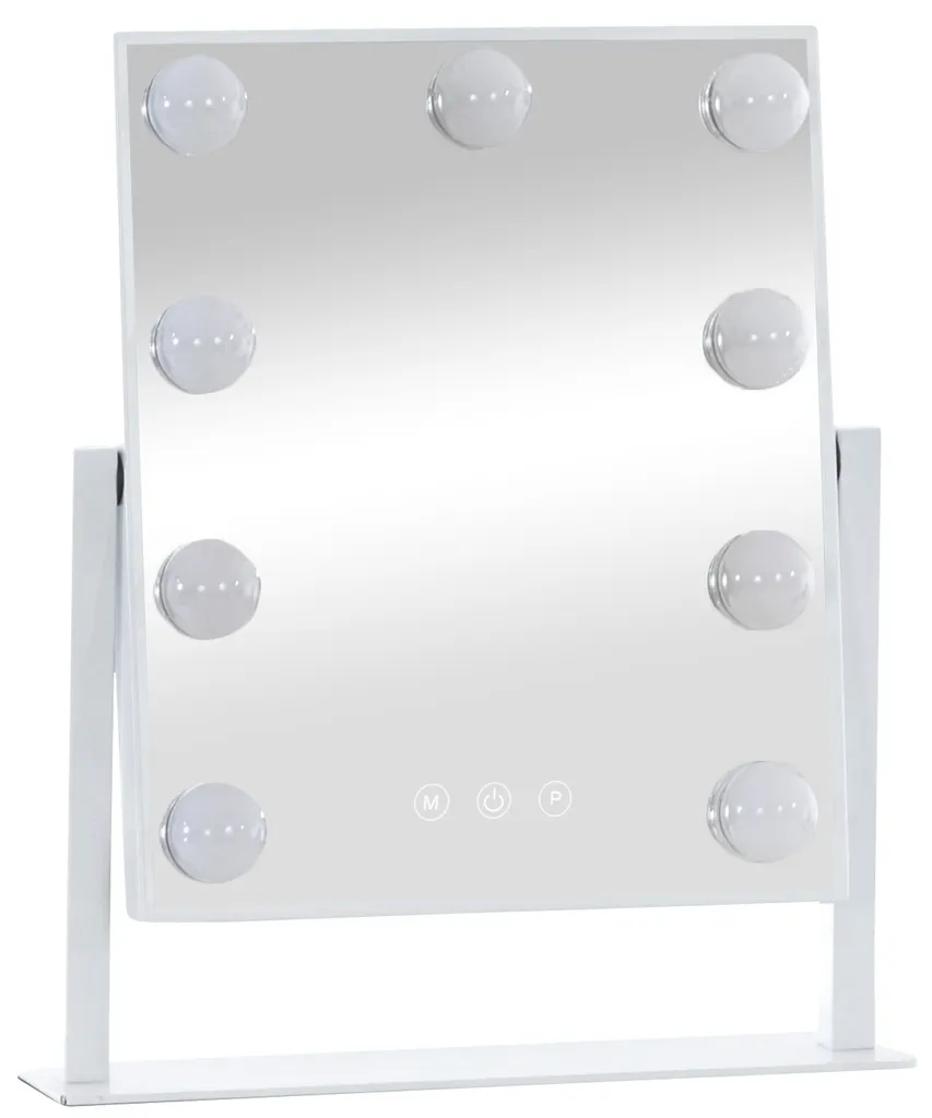 CLP Miroir de courtoisie Majuro blanc avec éclairage LED maquillage