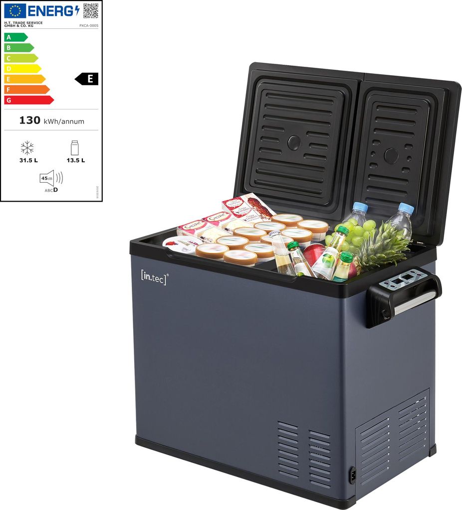 Autokühlschrank ‘Alberona’ Kompressor-Kühlbox tragbar Stahl 45 L Blaugrau