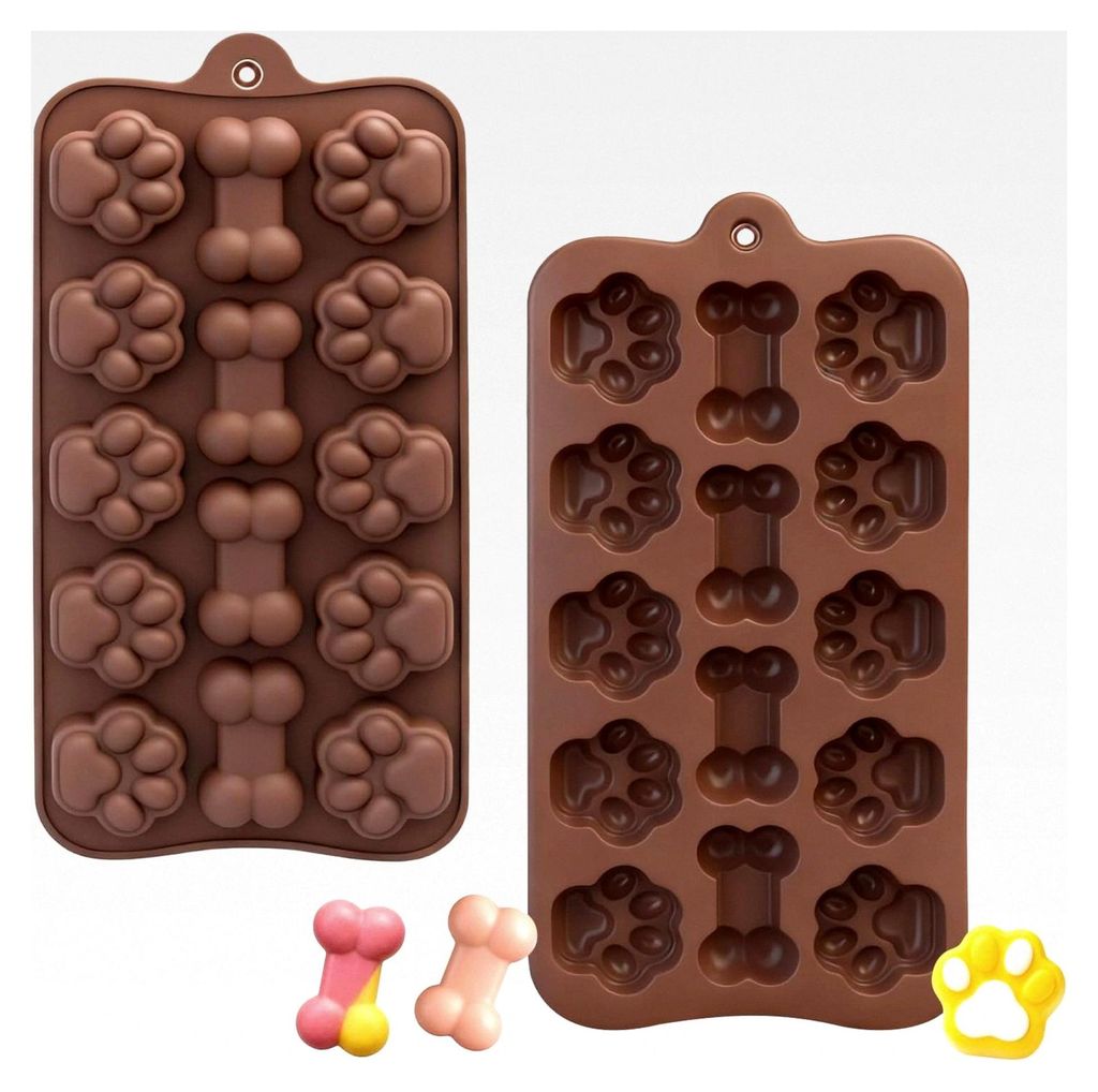 2er Set Backmatte für Hundekekse - Antihaftende Backmatte für DIY Hundeleckerlies, Schokolade, Kekse, Eiswürfel, Süßigkeiten, Seife