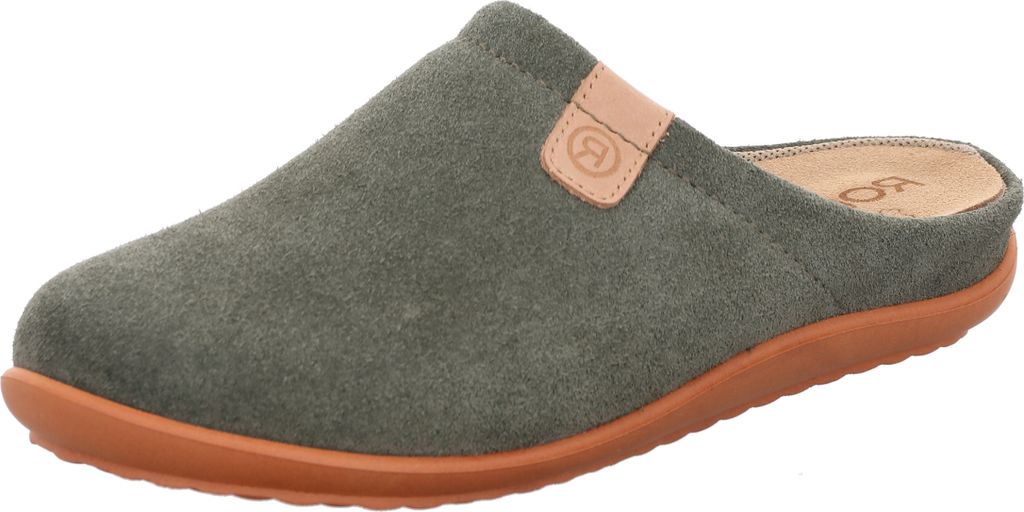 Rohde Damen Pantoffel Hausschuh Velours Leder Wechselfußbett Perugia 2020, Größe:41 EU, Farbe:Grün