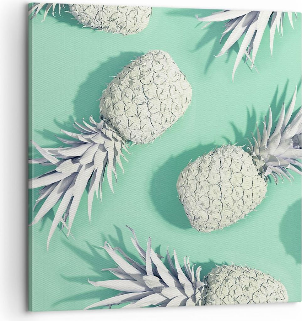 Bild auf Leinwand - Leinwandbild - Ananas Obst Saft - 60x60cm - Wand Bild - Wanddeko - Wandbilder - Leinwanddruck - Bilder - Kunstdruck - Wanddekor...
